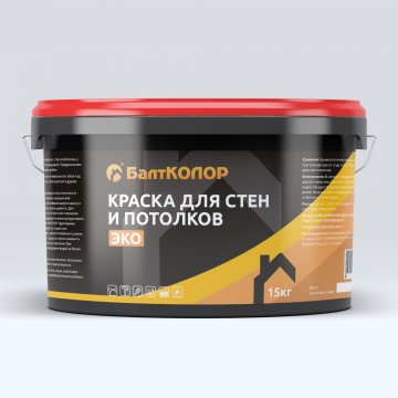 КРАСКА БАЛТКОЛОР ДЛЯ СТЕН И ПОТОЛКОВ ЭКО, 15 КГ
